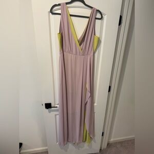 BCBGMaxAzria Asymmetrical Lavender and Lime Dress